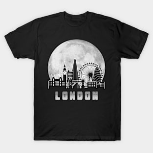 London United Kingdom Skyline Full Moon T-Shirt